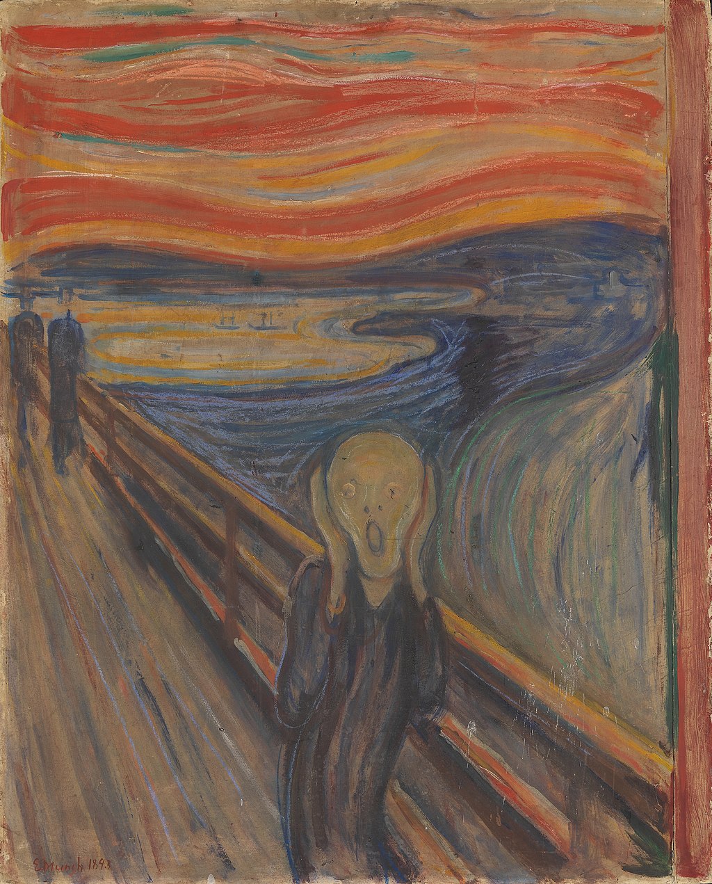 Edvard Munch, The Scream (1893) oil, tempera, pastel, and crayon on cardboard.