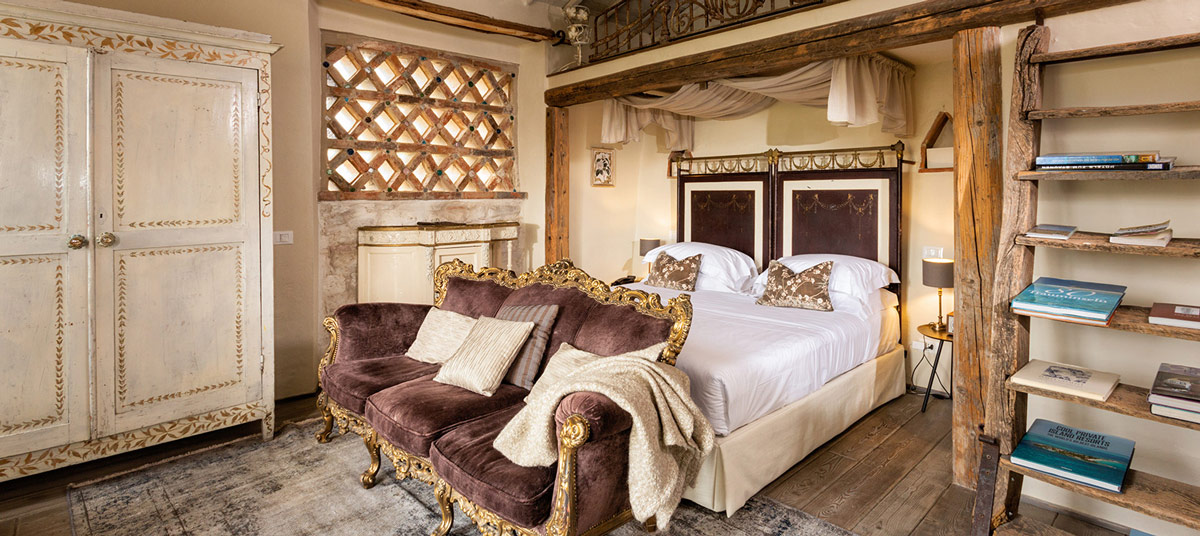 One of five ancient buildings restored and converted into a luxury suite at Lupaia.